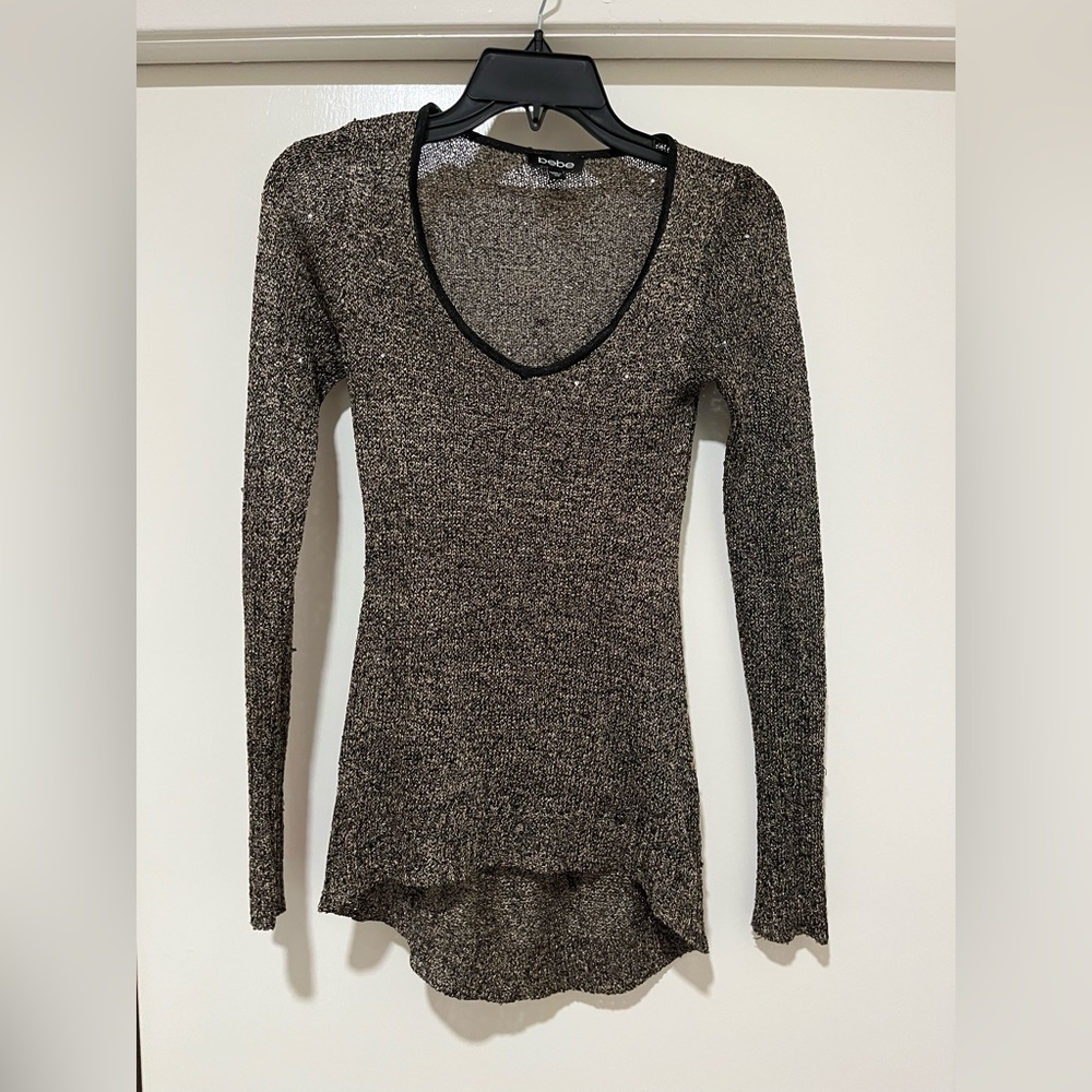 Bebe mesh with sequins long sleeve